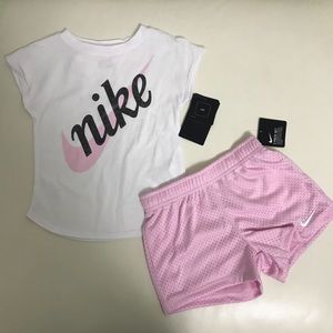Nike Cute Girl Shorts Set Top Baby Pink